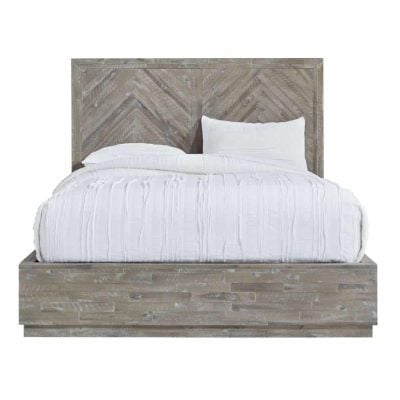 Herringbone Acacia Wood Storage Bed