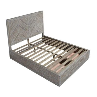 Herringbone Acacia Wood Storage Bed