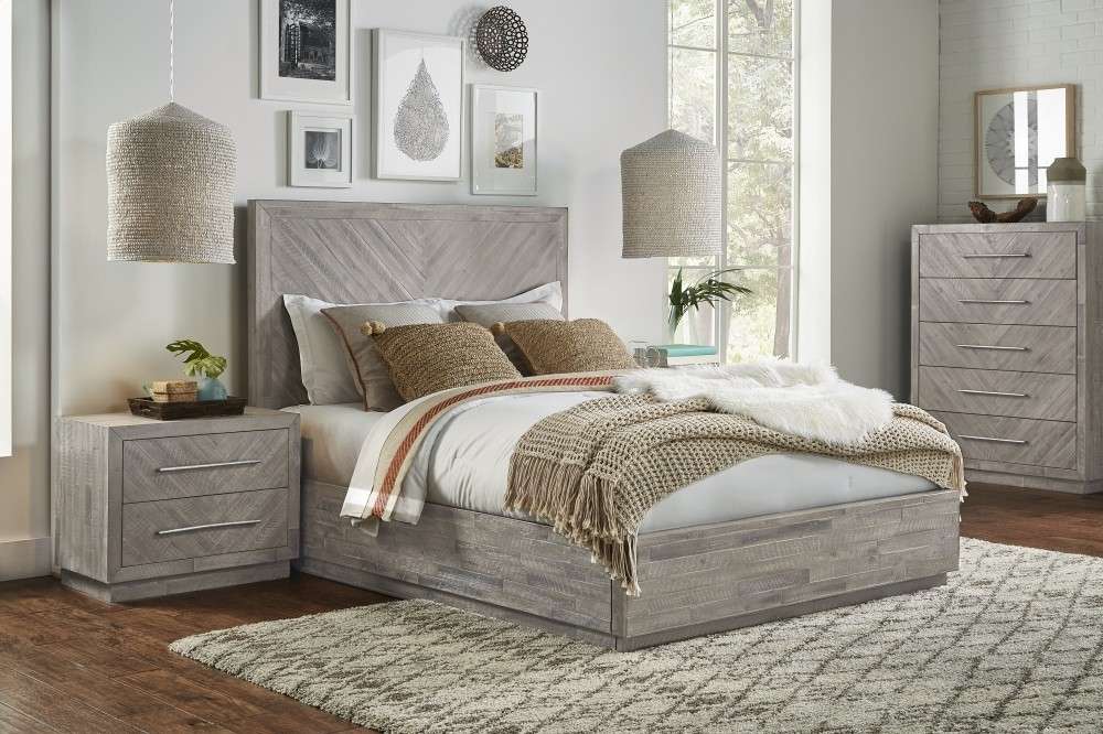 Alexandra Herringbone Bed rustic bedroom