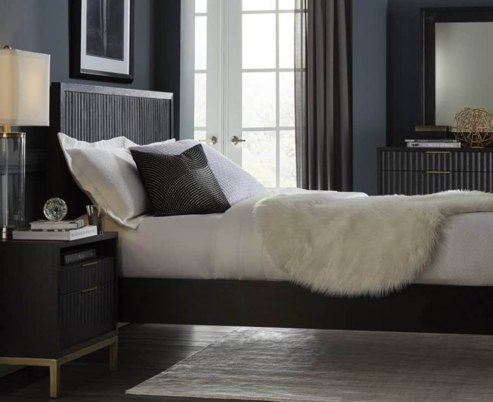 Kentfield Black Mahogany & Brass Bed