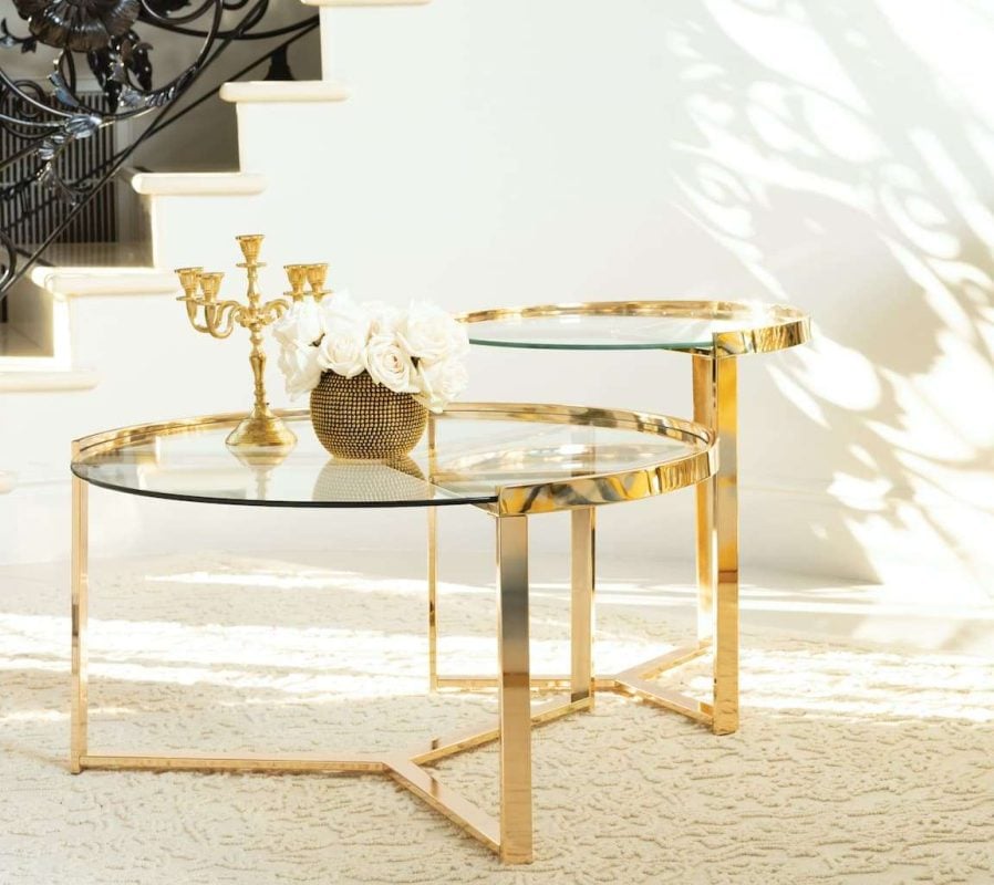 nesting gold coffee table