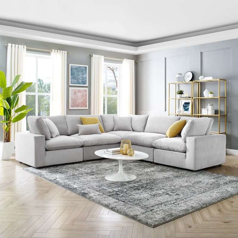 light gray velvet sectional sofa