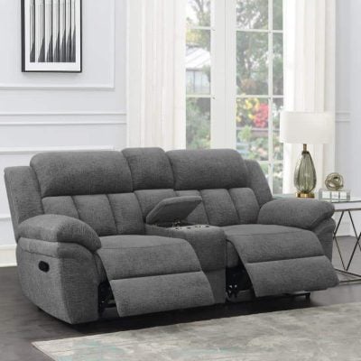 Gray Reclining Fabric Sofa