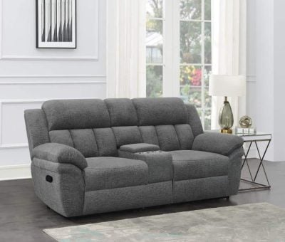 Gray Reclining Fabric Sofa