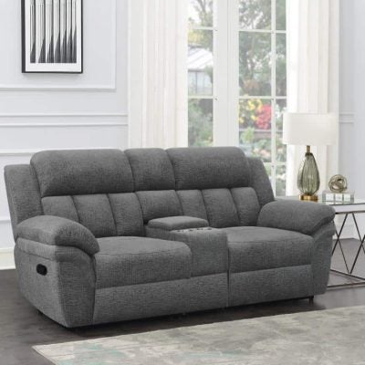 Gray Reclining Fabric Sofa