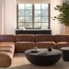 Luxe round Modular Brown Leather Sofa