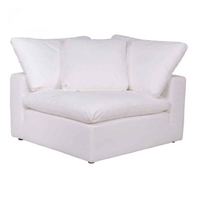 Clay White Stain Resistant Fabric Sectional Sofa