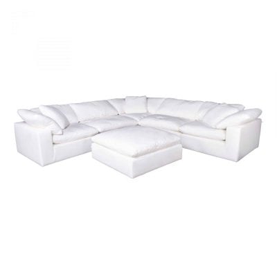 Clay White Stain Resistant Fabric Sectional Sofa