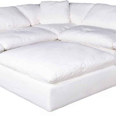 Clay White Stain Resistant Fabric Sectional Sofa
