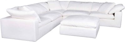 Clay White Stain Resistant Fabric Sectional Sofa