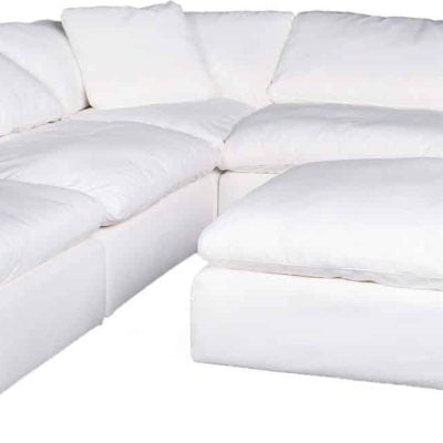 Clay White Stain Resistant Fabric Sectional Sofa