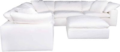 Clay White Stain Resistant Fabric Sectional Sofa