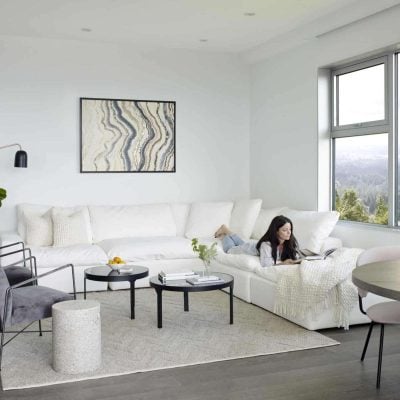 Clay White Stain Resistant Cloud Sectional Sofa