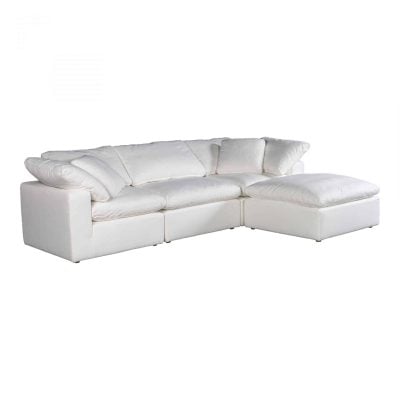 Clay White Stain Resistant Fabric Sectional Sofa