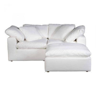 Clay White Stain Resistant Fabric Sectional Sofa