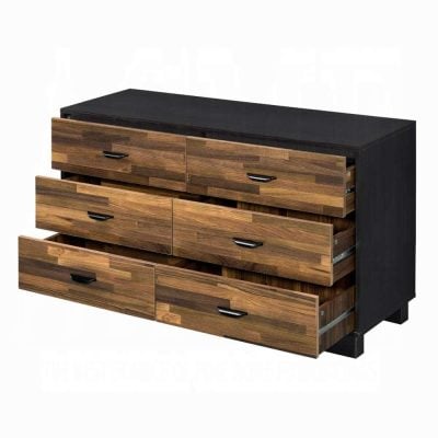 Eos Walnut & Black Modern Bedroom Dresser