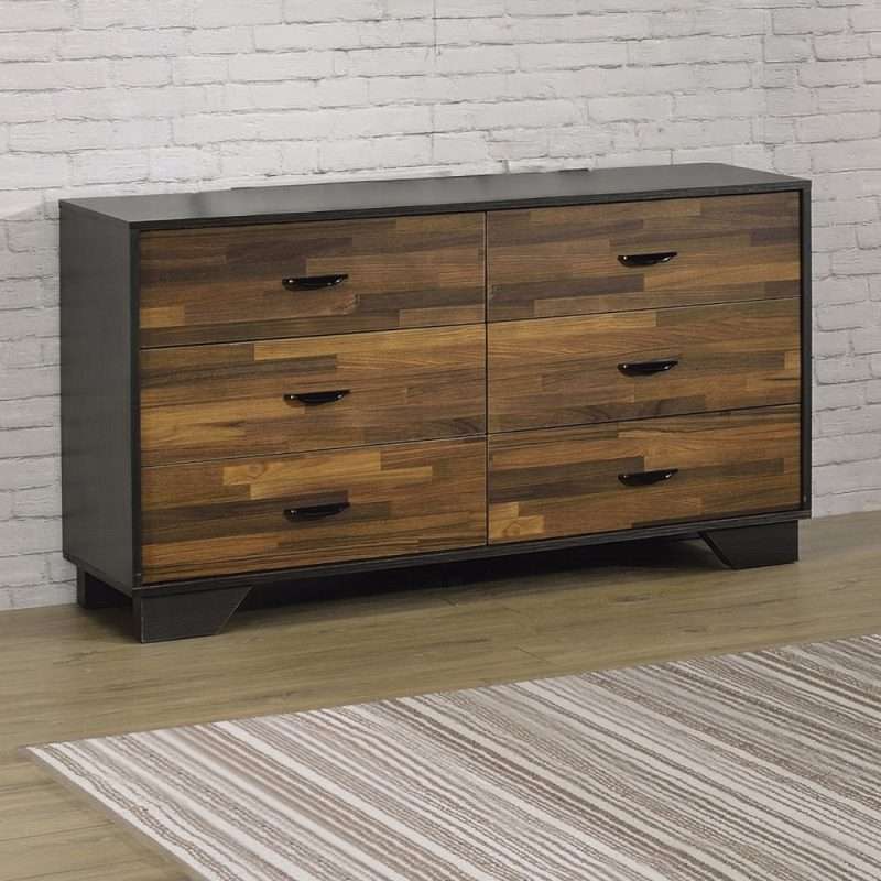 Eos Walnut & Black Modern Bedroom Dresser