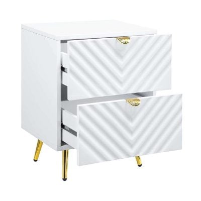 Gloss White & Gold Nightstand