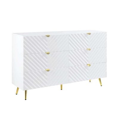 Gaines white and gold dresser