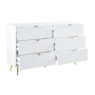 Gaines white and gold dresser