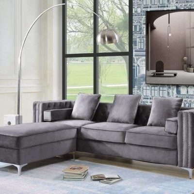 Bovasis Contemporary Velvet Sofa & Ottoman