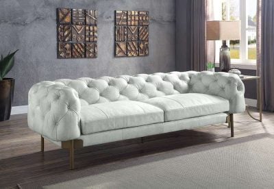 Ragle White Vintage Leather Sofa