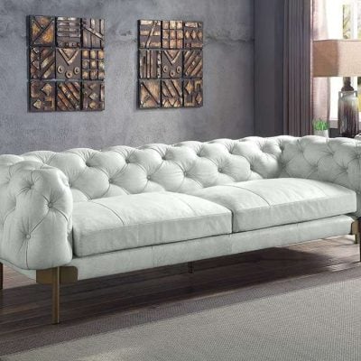 Ragle White Vintage Leather Sofa