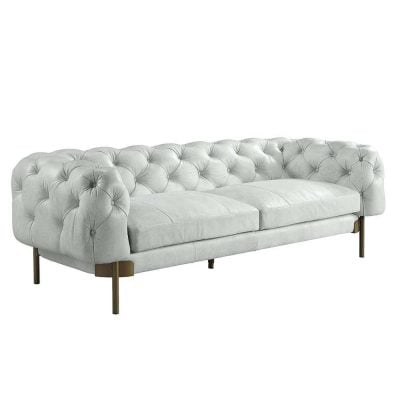 Ragle White Vintage Leather Sofa