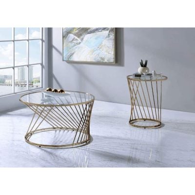 Blueblipe Modern Round Gold Coffee Table 82990