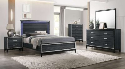 haiden black Led lighting bedroom set