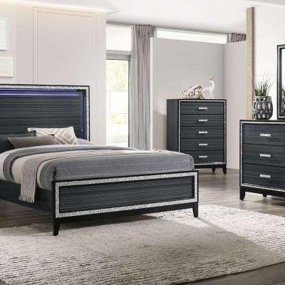 haiden black Led lighting bedroom set