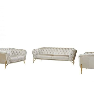 Divani Casa Stella Beige Velvet Sofa Set