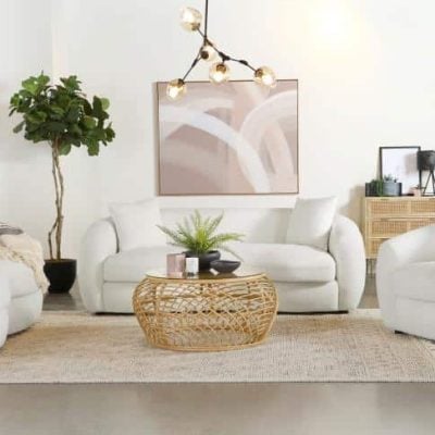 Isabella white faux sheep skin sofa by coaster furniture