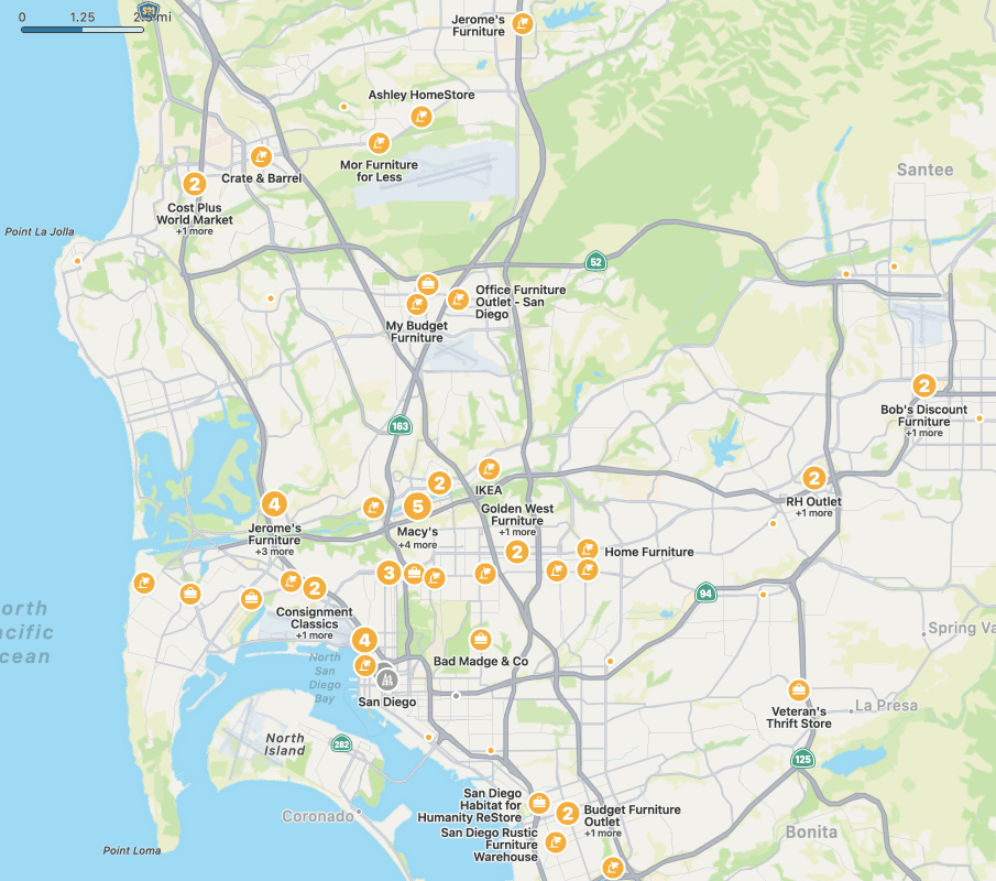 Where to find furniture stores in San Diego