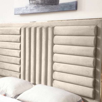 Modrest Daystar beige velvet & gold bed
