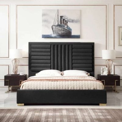 Modrest Daystar black velvet & gold bed