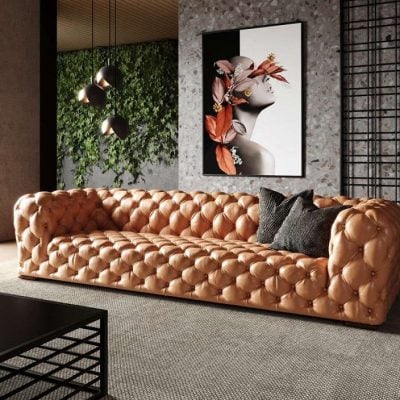 Dexter Cognac Brown Italian Leather Sofa