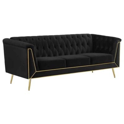Ascot black and gold velvet sofa set