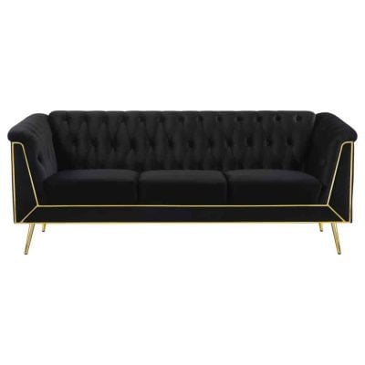 Ascot black and gold velvet sofa set