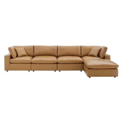 Commix Cognac Brown Leather Modular Sectional Sofa