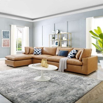 Commix Cognac Brown Leather Modular Sectional Sofa