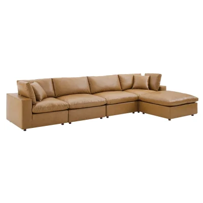 Commix Cognac Brown Leather Modular Sectional Sofa
