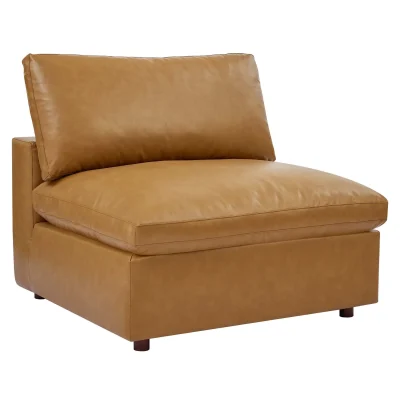 Commix Cognac Brown Leather Armless Piece