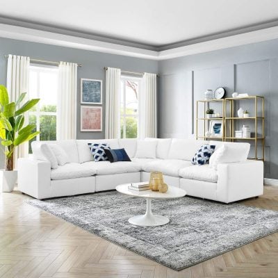 Commix White Leather Modular Sectional Sofa