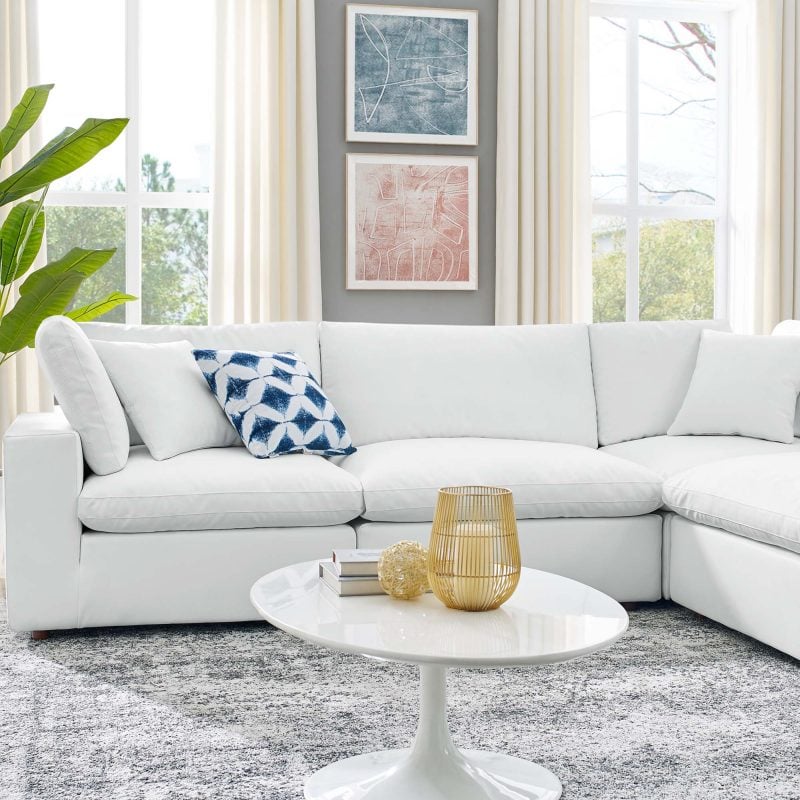 Commix White Leather Modular Sectional Sofa