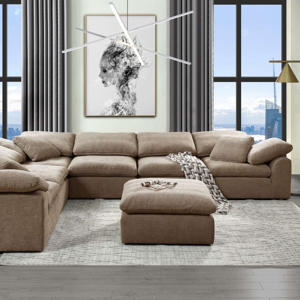 Naveen Light Brown Cloud Modular Sectional Sofa