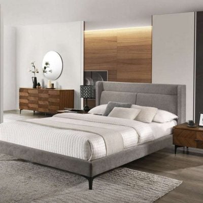 Modrest Paula - Mid-Century Grey Upholstered Bed