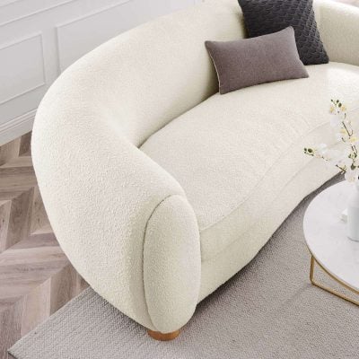 Abundant Boucle Fabric Sofa & Chair