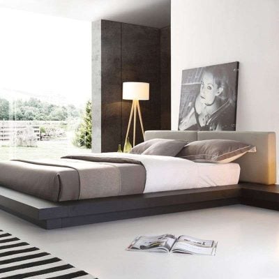 Modrest Opal Modern Wenge & Grey Platform Bed