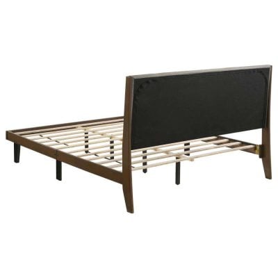 Mays Upholstered Queen Platform Bed Walnut Brown And Grey